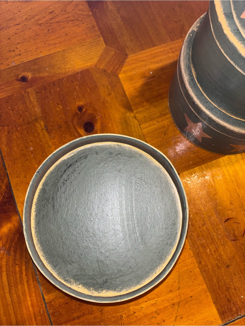 Rustic Green Star Pattern Nesting Storage Boxes - Picture 4 of 4